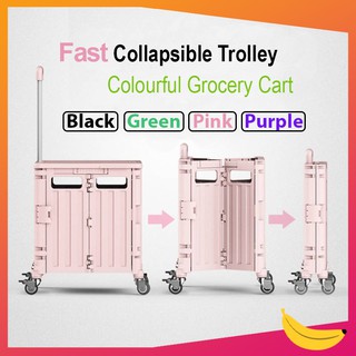 [READY STOCK OFFICIAL SG DISTRIBUTOR] Trolley Large Foldable Shopping Trolley Cart 65L Large Grocery Shopping Cart