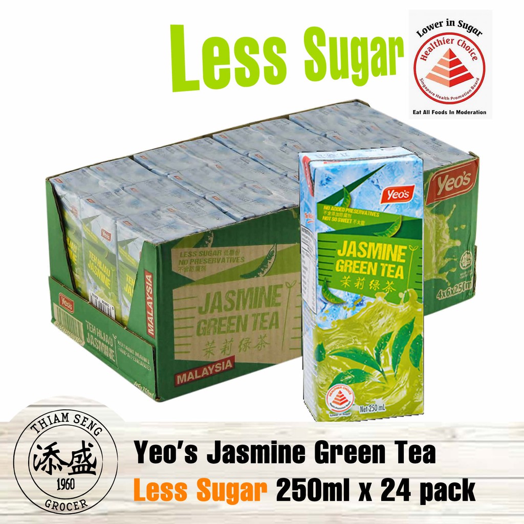 Yeo's Jasmine Green Tea Less Sugar Packet Drink 250ml x 24 pack Carton