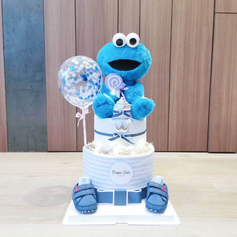 cookie monster diaper cake
