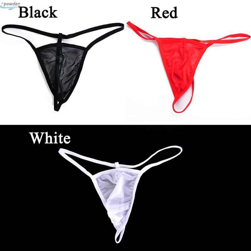 Men's Sexy Solid Color Perspective Translucent bikini Underwear ...