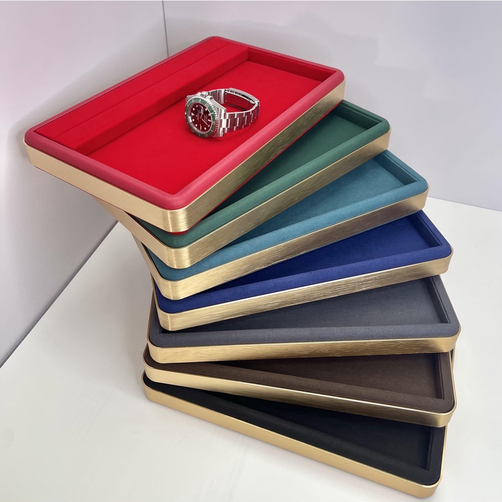 Watch/ Jewelry Display Tray (Super Suede/Brushed Metal) Shopee Singapore