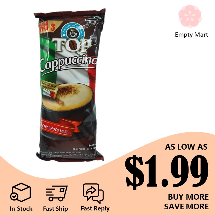 Top Cappuccino with Crunchy Choco Malt Premium instant coffee packet