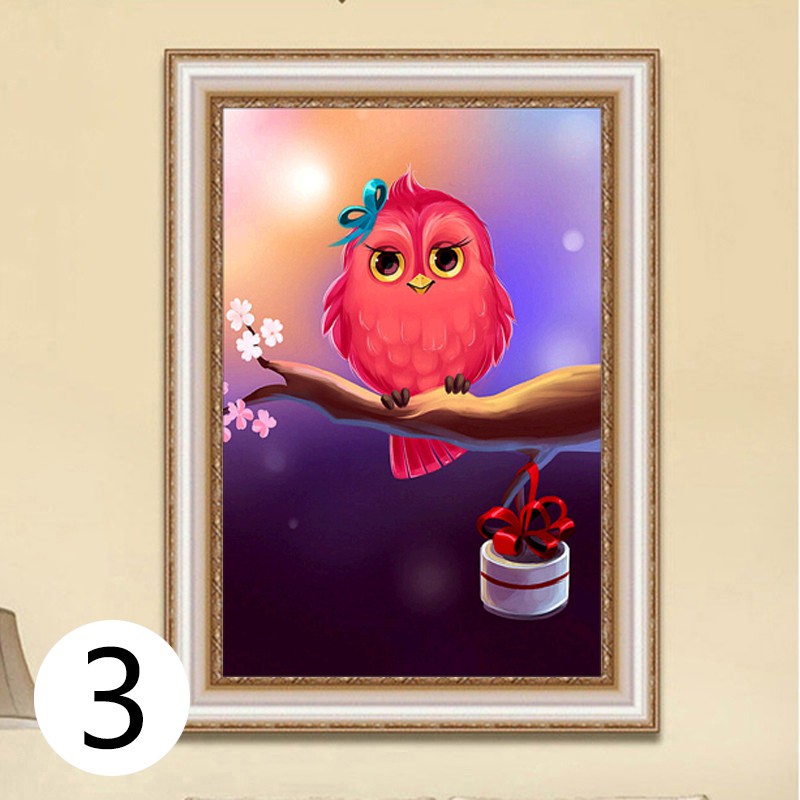 Diy 5d Diamond Painting Colorful Owl Embroidery Cross Stitch Craft