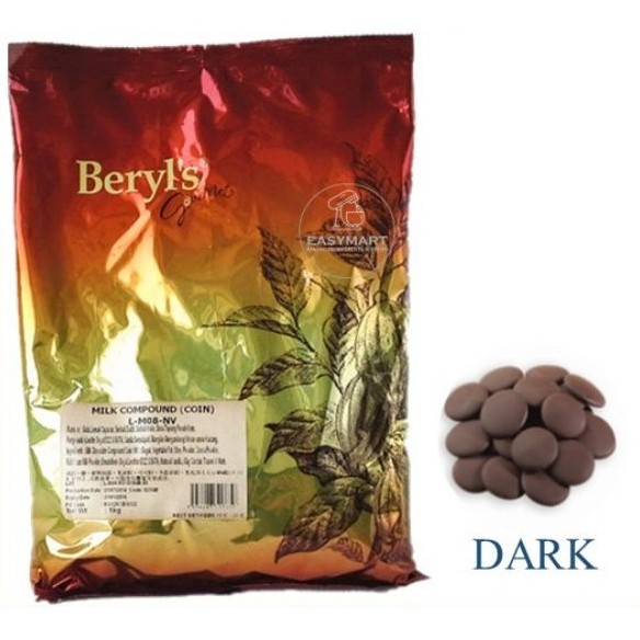 Shop Malaysia Beryl S Dark Chocolate Compound Milk Chocolate Compound Button Coin Block 1kg Shopee Singapore