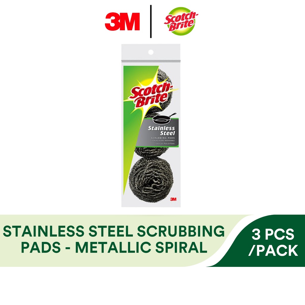 6 Pack 3M Scotch-Brite STAINLESS STEEL SCOURING PADS CLEANING SCRUBBER PADS NEW 