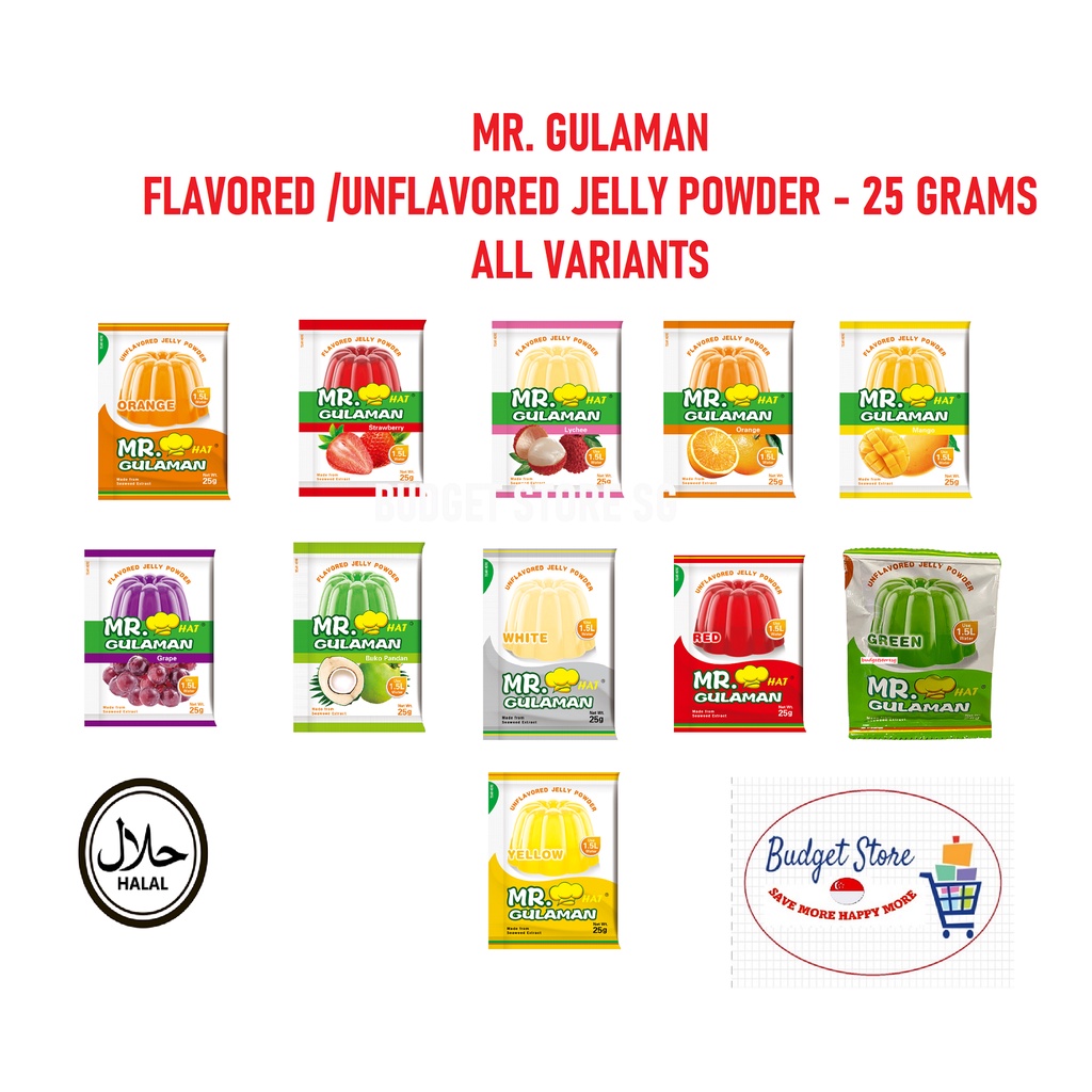 Mr. Gulaman Unflavored/Flavored Jelly Powder All Variants (25 grams