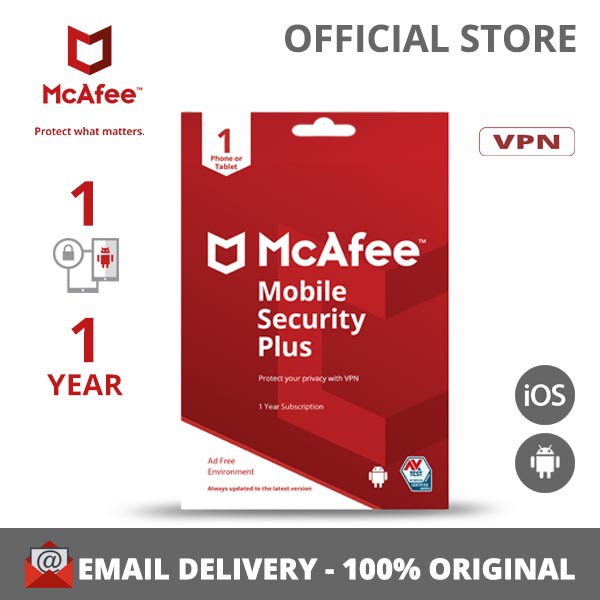 McAfee Mobile Security Plus include VPN 1 Device, 1 Year Licence for ...