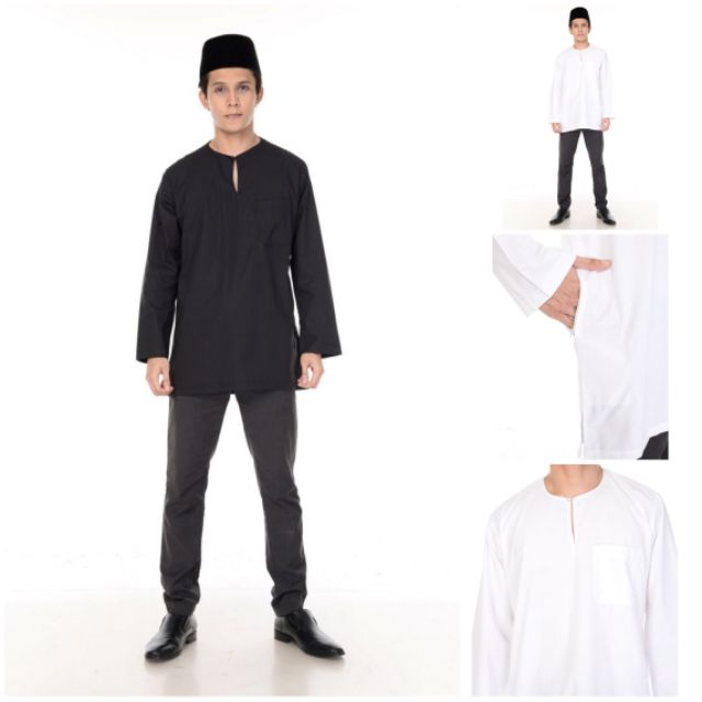 Shop Malaysia Kurta Lelaki Hitam Putih Ready Stock Shopee Singapore