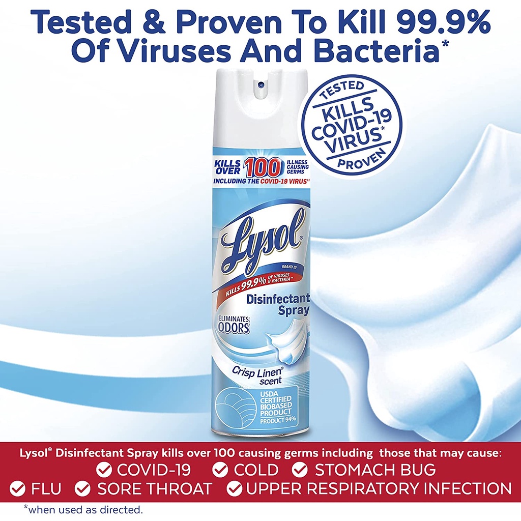 Lysol Disinfectant Spray 340g (Crisp Linen) Shopee Singapore