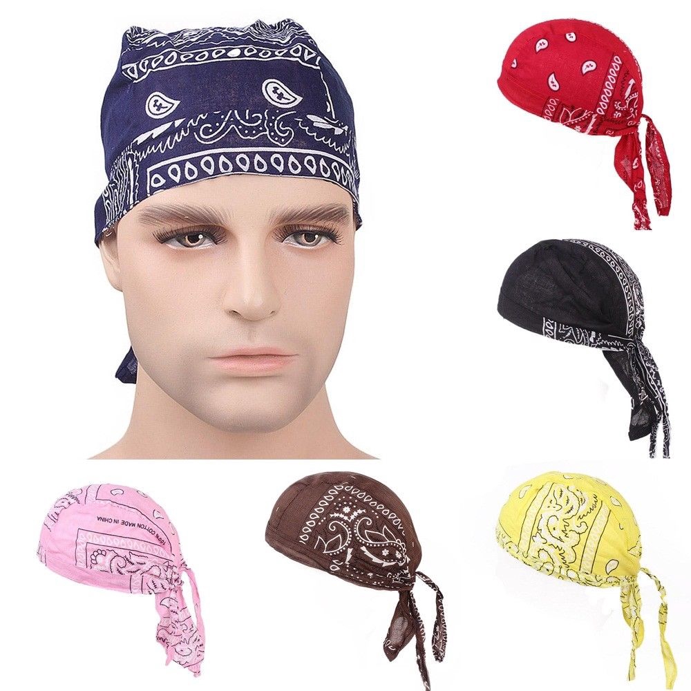 Cotton Biker Skull Cap Motorcycle Bandana Head Wrap Du Doo Do Rag Black Hat New