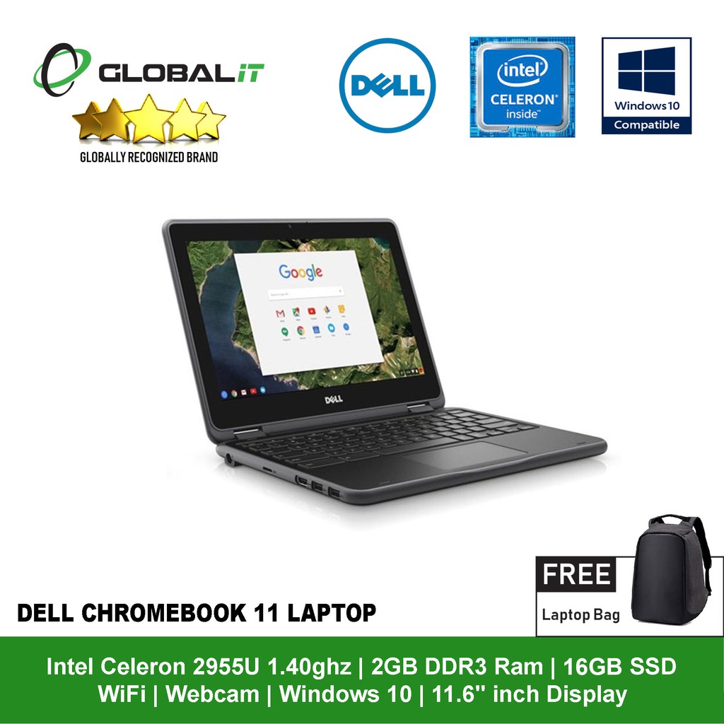 Refurbished Notebook Dell Chromebook 11 Laptop 11 6 Inch Display Wifi Webcam Intel Celeron Windows 10 Shopee Singapore