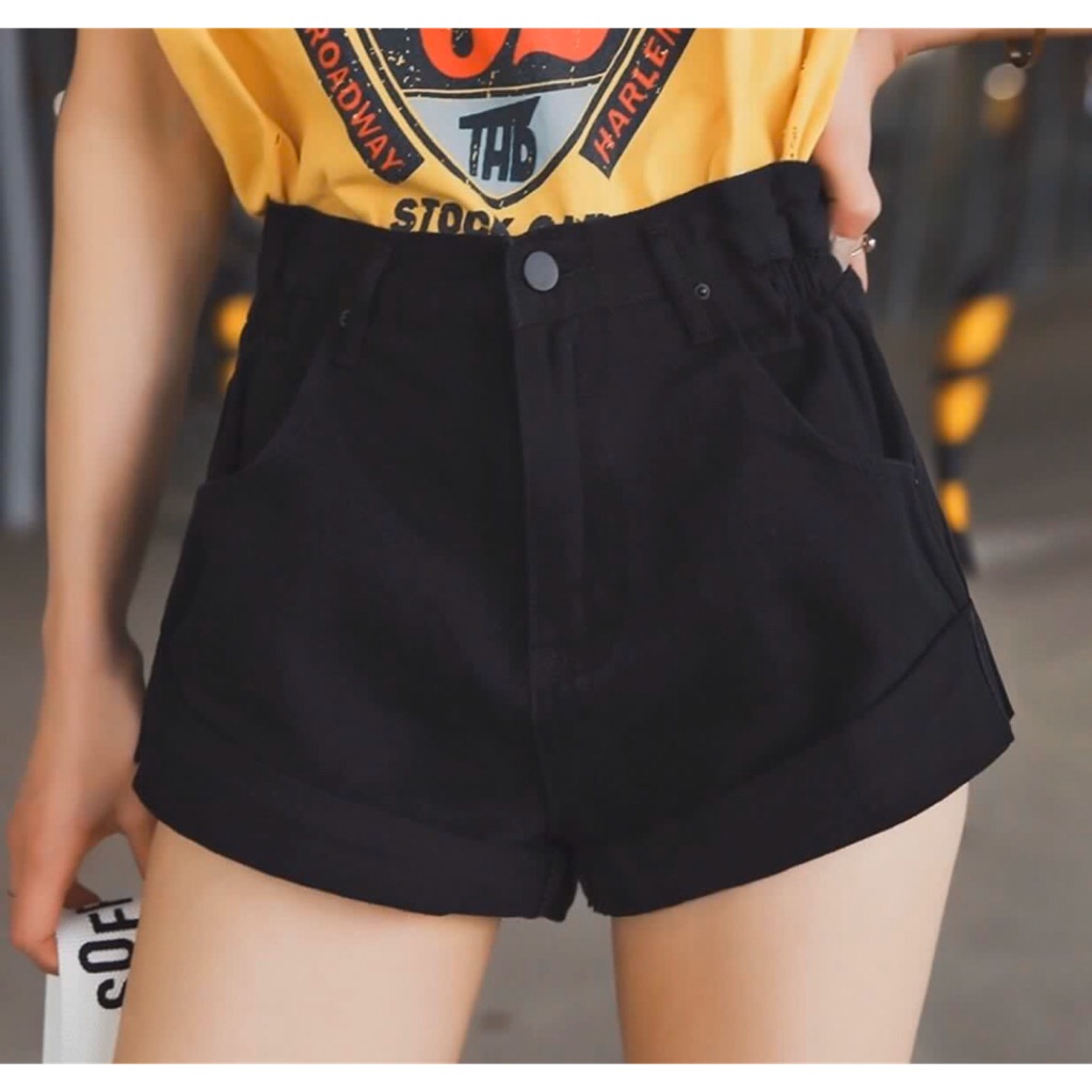 cuffed high waisted shorts