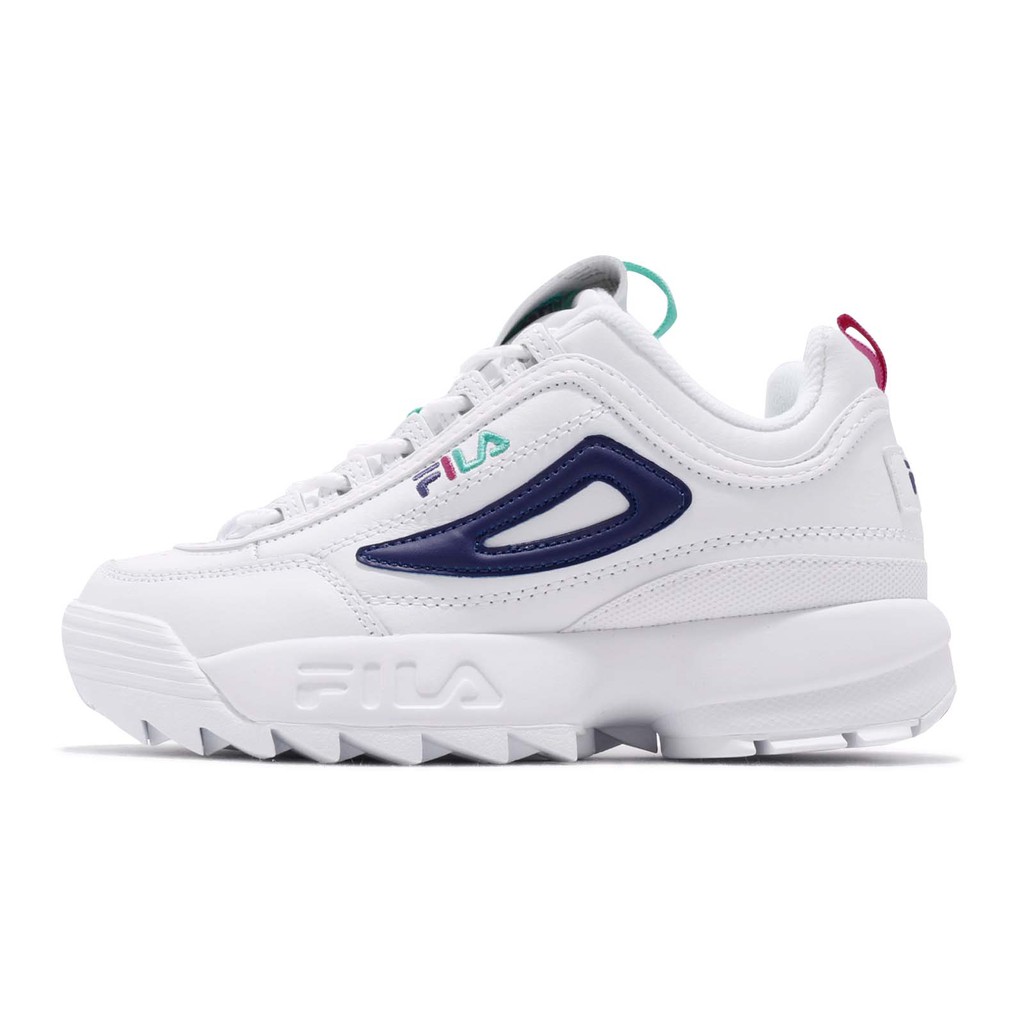 blue and white fila disruptor