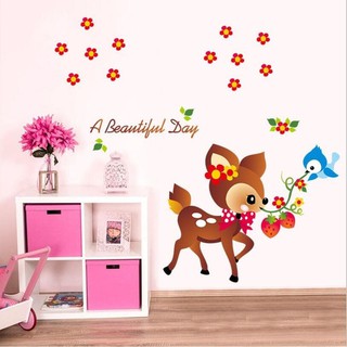 SK7045 CUTE MOUSE DEER 50X70 WALLSTICKER WAL WALL STICKERS  