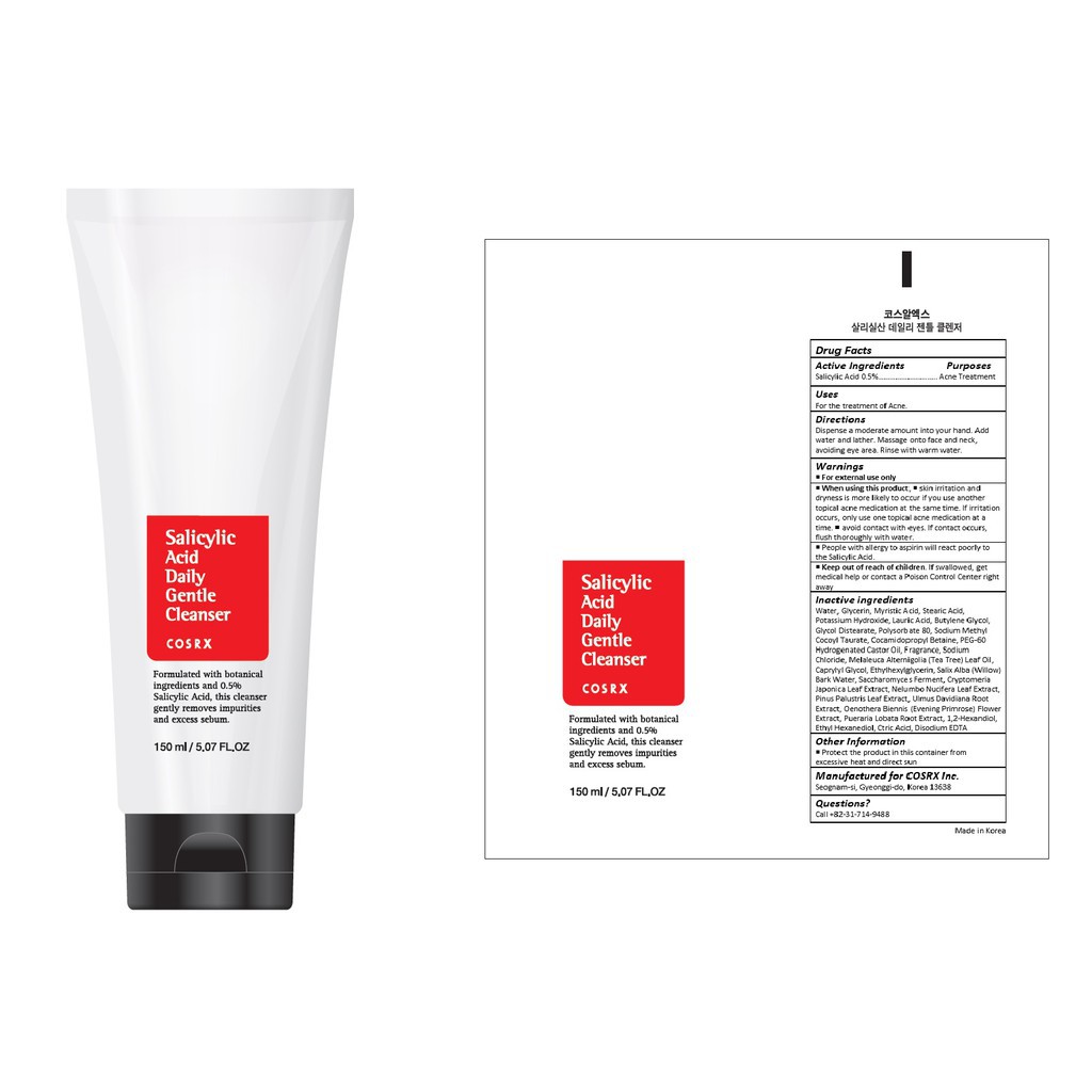 cosrx salicylic acid daily gentle cleanser percentage