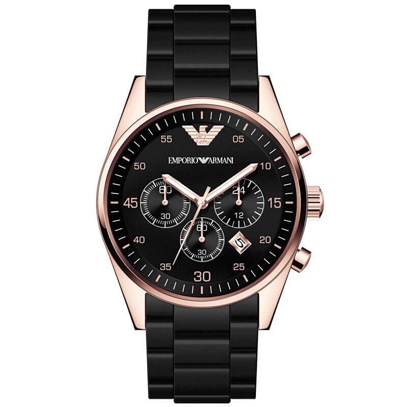 black and rose gold armani watch mens