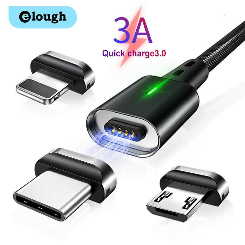 Elough 1M 2M Quick Magnetic Cable Fast Charging Micro USB Type C Charging Cable Magnet Micro/USB-C Cord Cable Wires