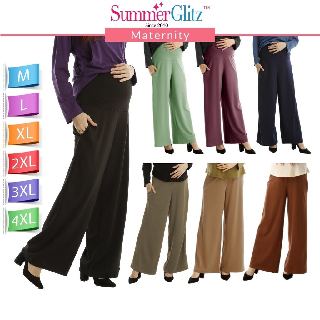 summerglitz maternity palazzo pants 4xl pocket / seluar mengandung