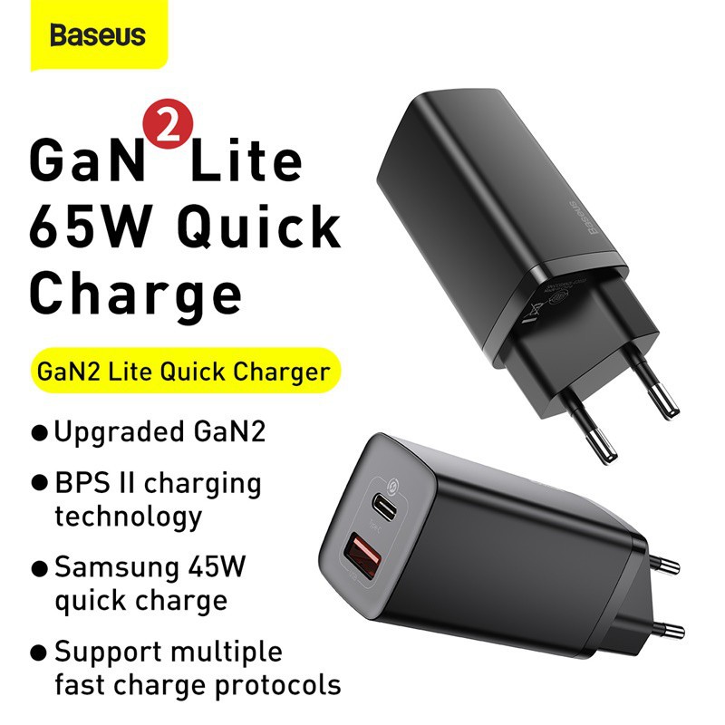 Baseus 65W GaN2 Lite Charger Quick Charge 4.0 | laptopcare