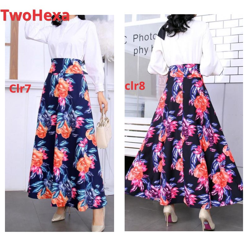 flower high waisted maxi skirt