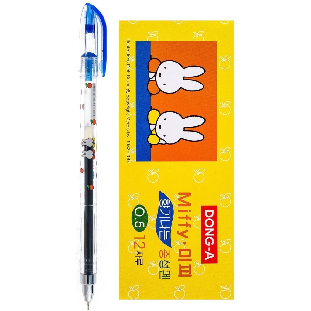 Blue 0.5mm Pack of 12 DONG-A Miffy Bunny Gel Ink Roller Ball Pens