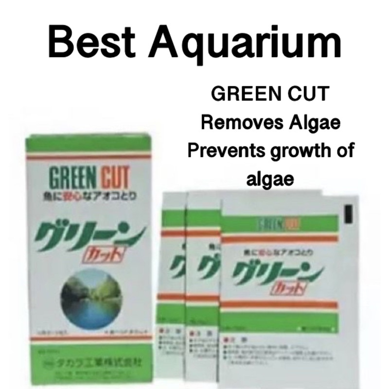GREEN CUT Algae Remover for aquarium tanks and ponds 1 sachet treats 1000L koi pond or