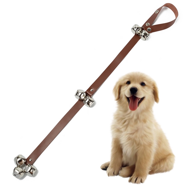 Pet Leather Hanging Rope With Door Bell For Guide Dog Training