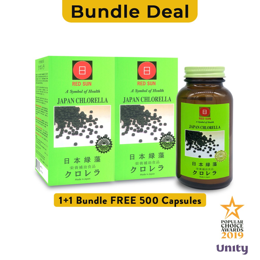 RED SUN Japan Chlorella 500 or 1000 Tablets/Bottle Made In Japan