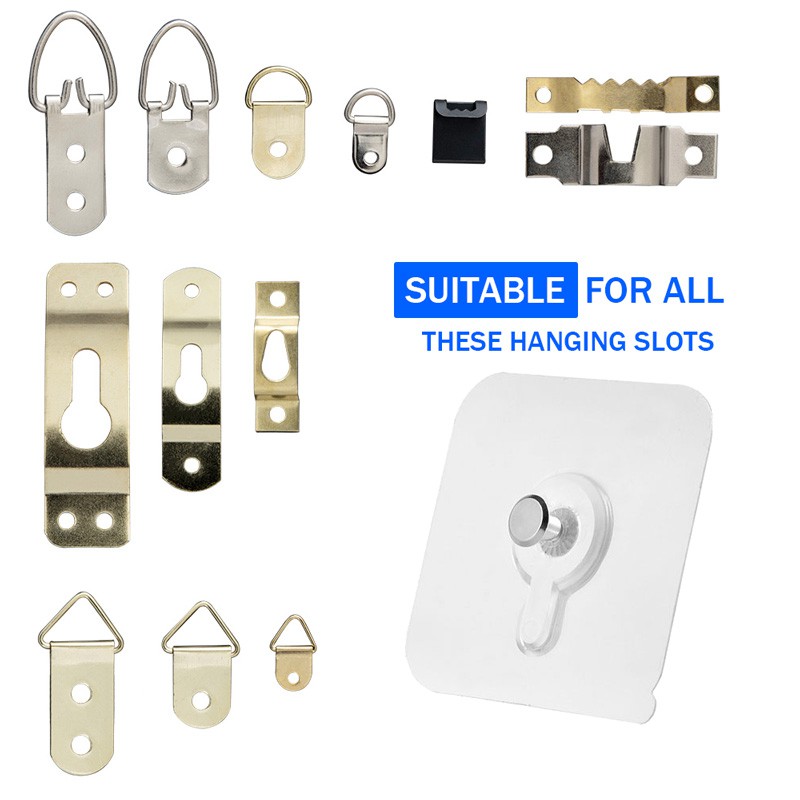 6pcs Photo Frame Hook No Drill Picture Wall Hooks Self Adhesive Picture Hanging Kit for Photo Painting Poster Clock