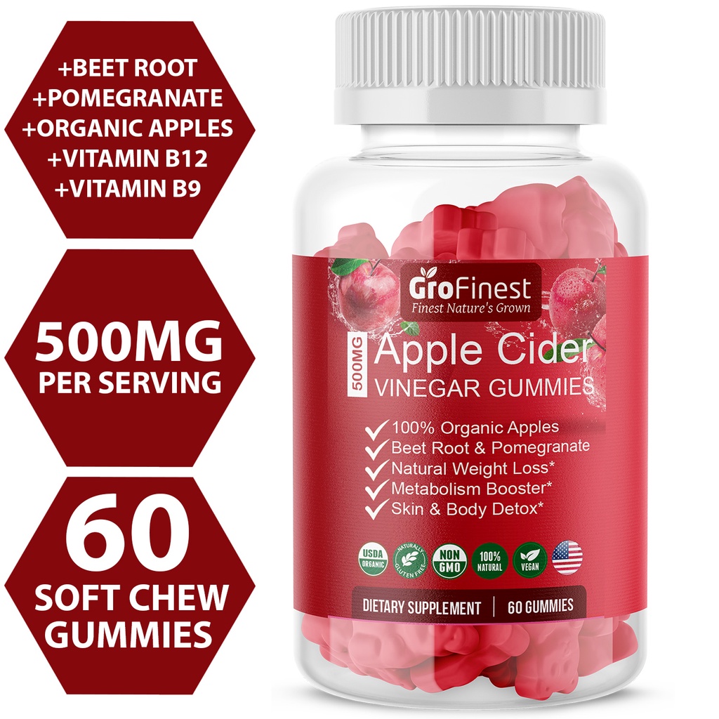 Grofinest Apple Cider Vinegar Gummy 500mg Organic BeetRoot