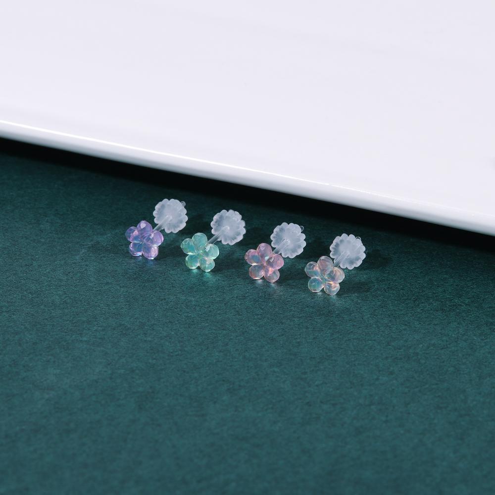 Image of 1 Pair 20G Cute Animals Shape Stud Earring Acrylic Heart Moon Invisible Resin Ear Studs Helix Conch Rock Piercings Jewelry #4