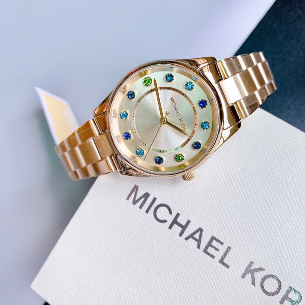 michael kors parker blush dial ladies watch