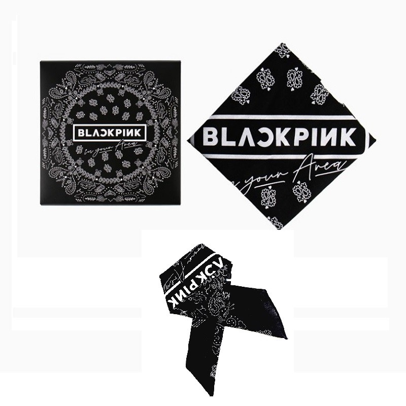 Women Fashion Kpop Blackpink Logo Cotton Scarf Style Square