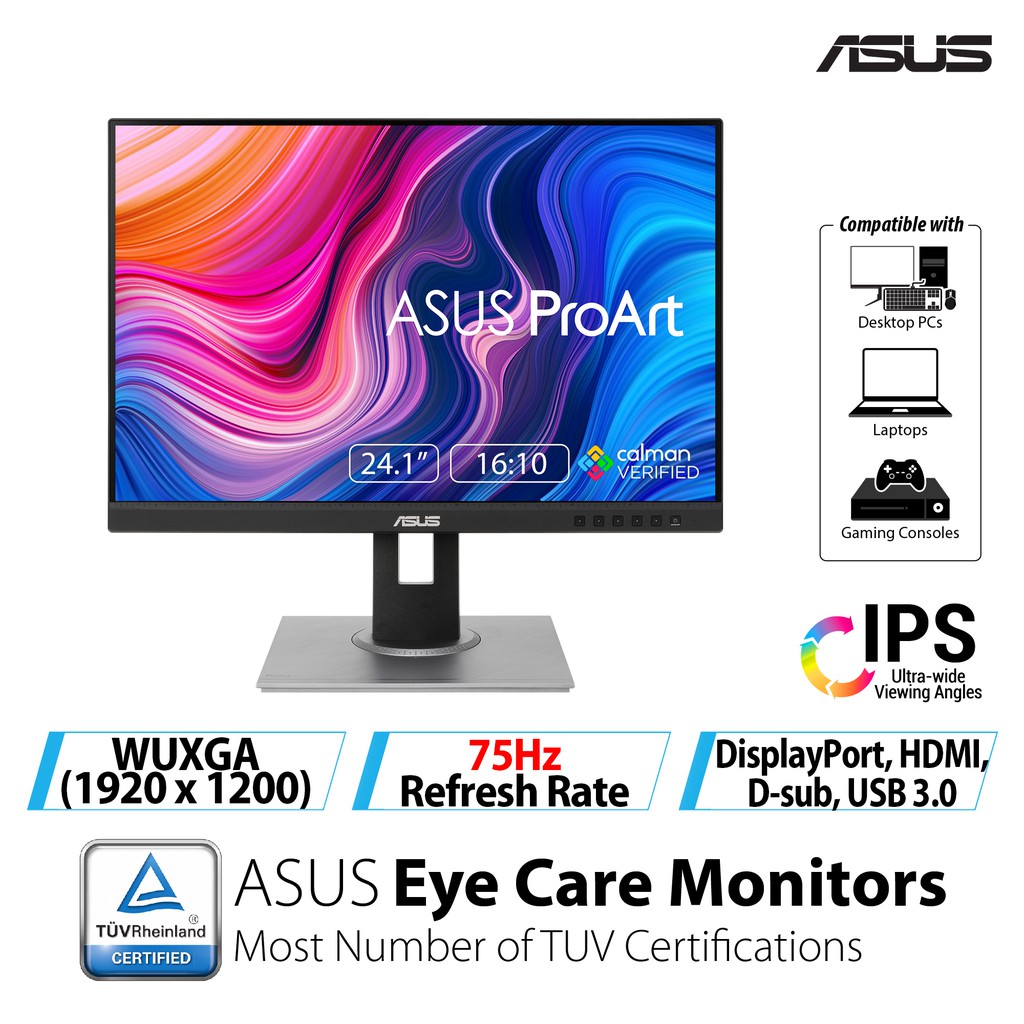 Asus Proart Display Pa248qv Professional Monitor 24 1 Inch 16 10 Ips Wuxga 1920 X 1200 Shopee Singapore