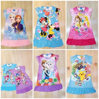 LOCALL SELLERGirls Sleeping Gown Kids Pyjamas Dress Drifit Dress ready stock PJELSA MINNIE POKEMON #0