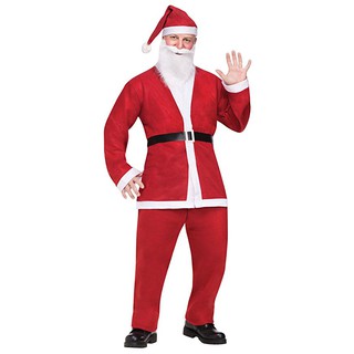 Image of ❤Ready Stock❤Adult Cheap Christmas Costume Santa Claus Cosplay Outfit With Belt Beard Hat Pants Set Xmas Party Dressup
