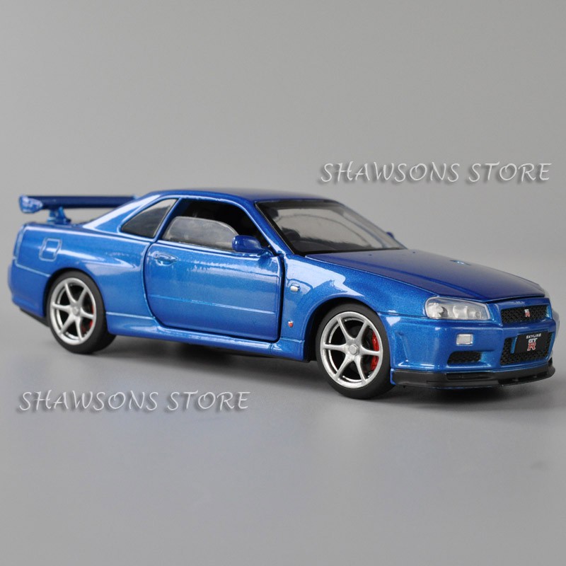 1 32 Diecast Metal Model Nissan Skyline Gt R Bnr34 Gtr R34 Pull Back Toy Car With Sound Light Shopee Singapore