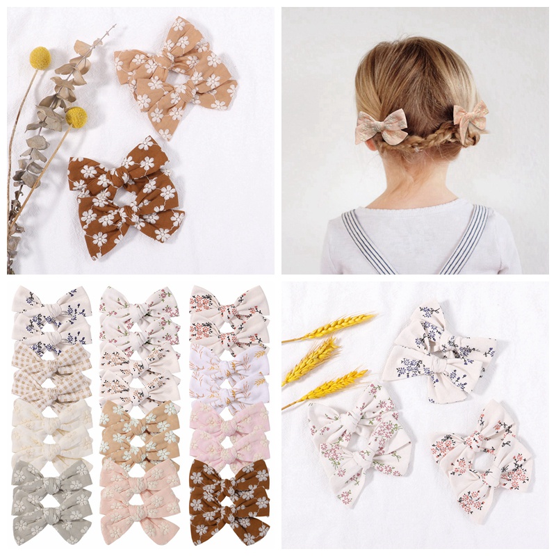 1 Pair Sweet Girls Embroidery Hairpin Cotton Print Metal Hair Clip Hair  Accessory | Shopee Singapore