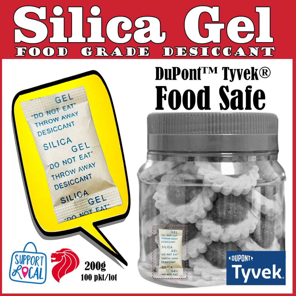 Food Grade Silica Gel Desiccant 200g DuPont Patented Tyvek Sachet
