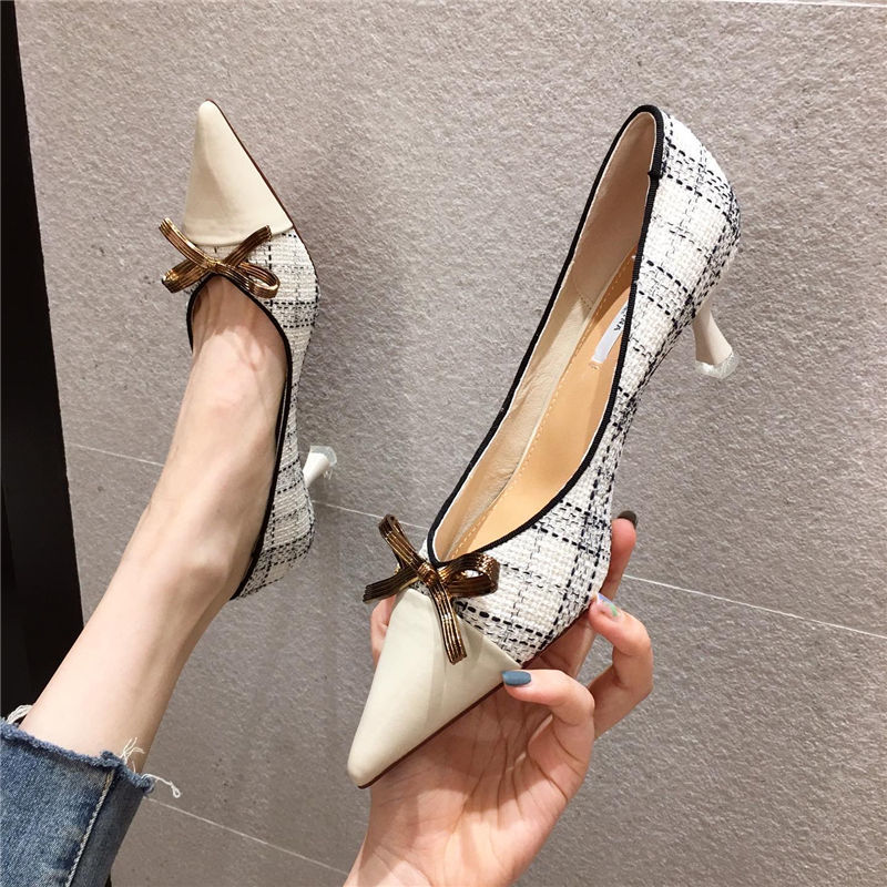 beige high heels shoes