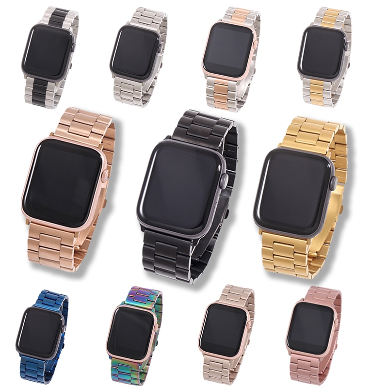 Apple Watch Strap 5 4 3 2 1 42mm 38mm 40mm 44mm Metal Stainless Steel Strap Bracelet Strap Rose Gold Local Gold Suitable For Iwatch Series Accessories Shopee Singapore