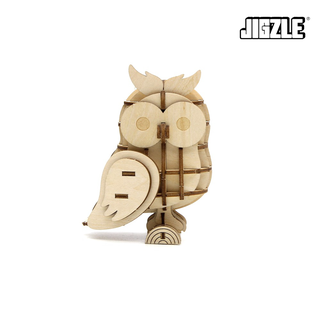 Jigzle Owl (NEW) 3D Wooden Puzzle for Adults and Kids. Ki-Gu-Mi Wooden Art. Best Gift for All Occasions.
