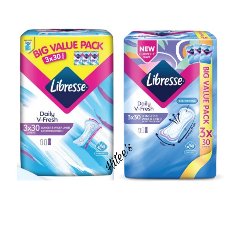 Big Value Pack Libresse Longer Wider Pantyliners 17 5cm 19cm 3x30s Disposable Sanitary Pad Tuala Wanita Shopee Singapore