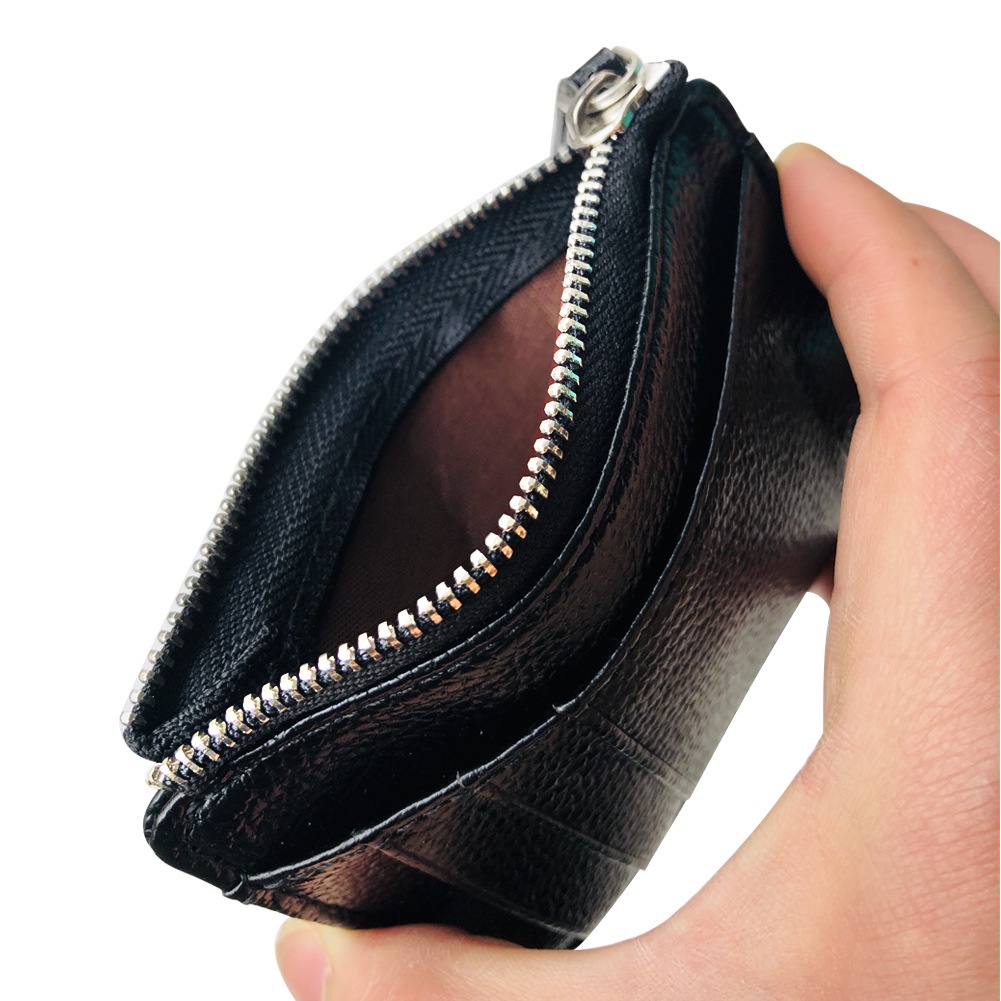 Hot Sale Men Wallet Solid Color Textured Pu Zipper Card Holder Mini Coin Purse New