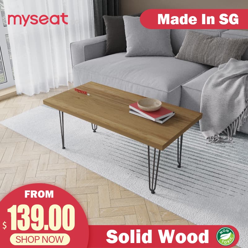 Myseat Sg Bolvern Solid Wood Coffee, Modern Console Table With Drawers Solid Wood Metallica