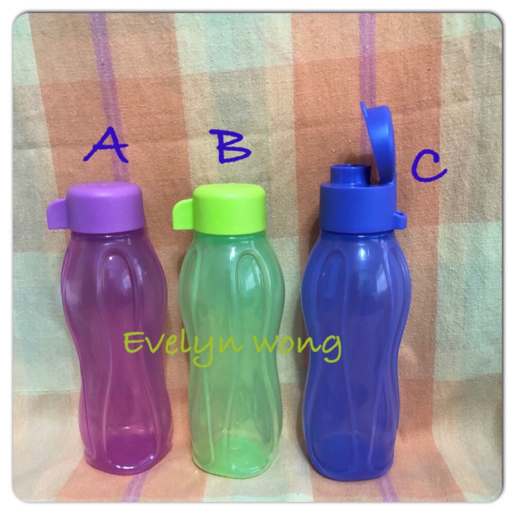 Tupperware-310 ml Eco Water Bottle Set of 2 With Flip topCaps-black