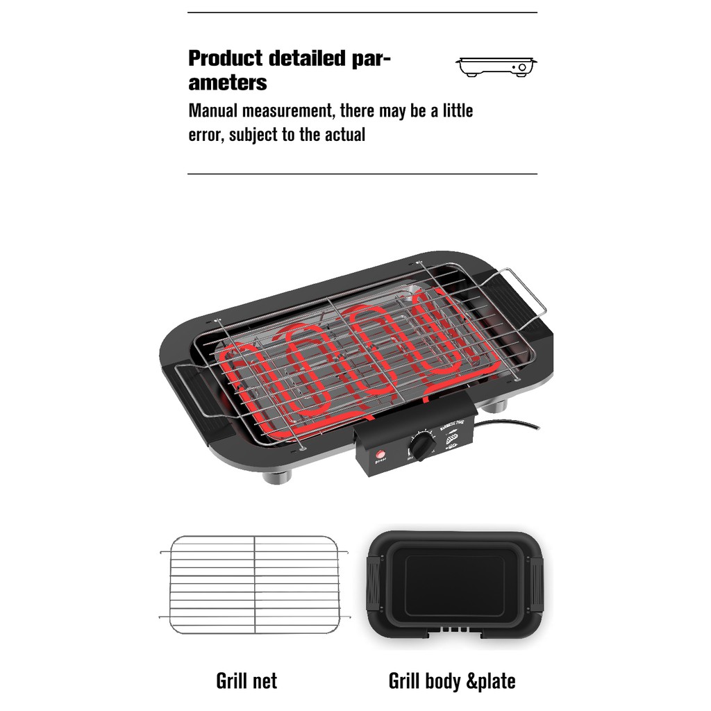 Kleby Detachable Electric Barbecue Bbq Grill With Removable Grill Plate Grill Net Indoor Outdoor Smokeless Electric Bbq Klb9095 Shopee Singapore