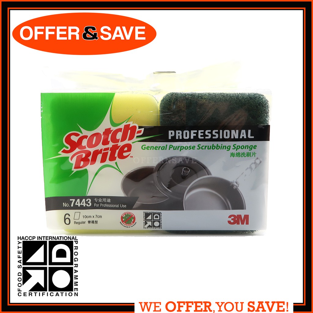 3M ScotchBrite Professional General Purpose Dish Washing Scrubbing Sponge 7443 Shopee Singapore