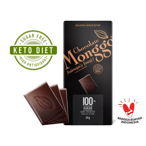 100 Cocoa Dark Chocolate Monggo 80g Black Chocolate 100 Kakao Chocolate Diet Healthy Snacks Keto Shopee Singapore