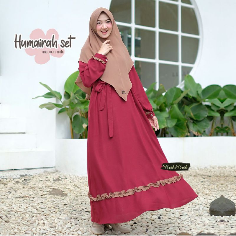 Riskirich Gamis Maezurra Plain Batik Combination Shopee Singapore